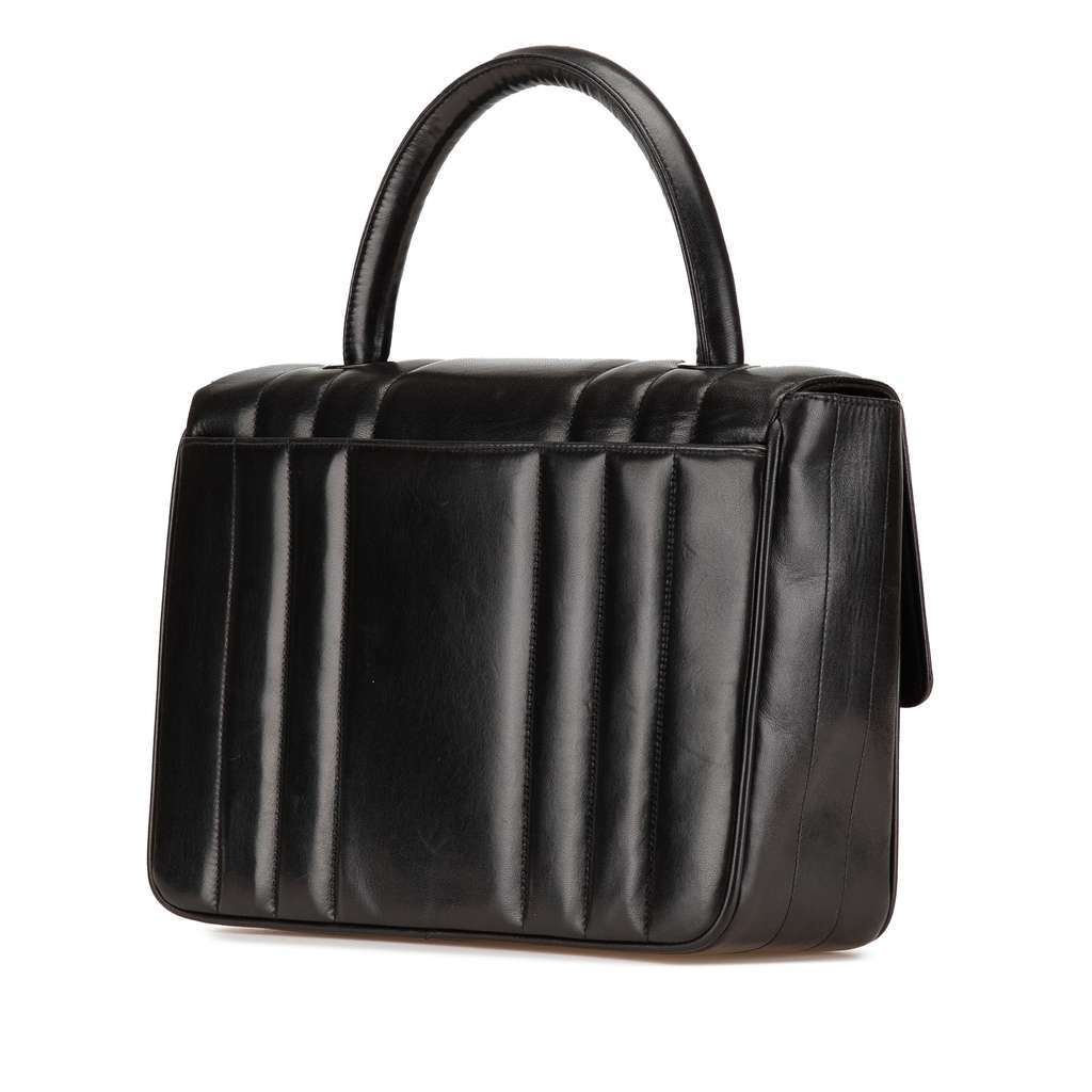 Chanel Mademoiselle Top Handle Handbag Black Leather Very good condition - Back View