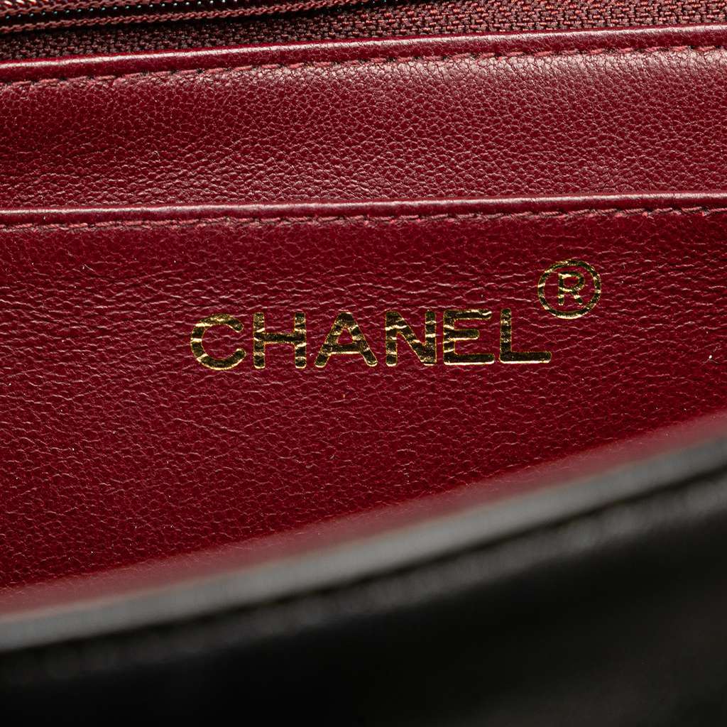 Chanel Mademoiselle Top Handle Handbag Black Leather Very good condition - Box View