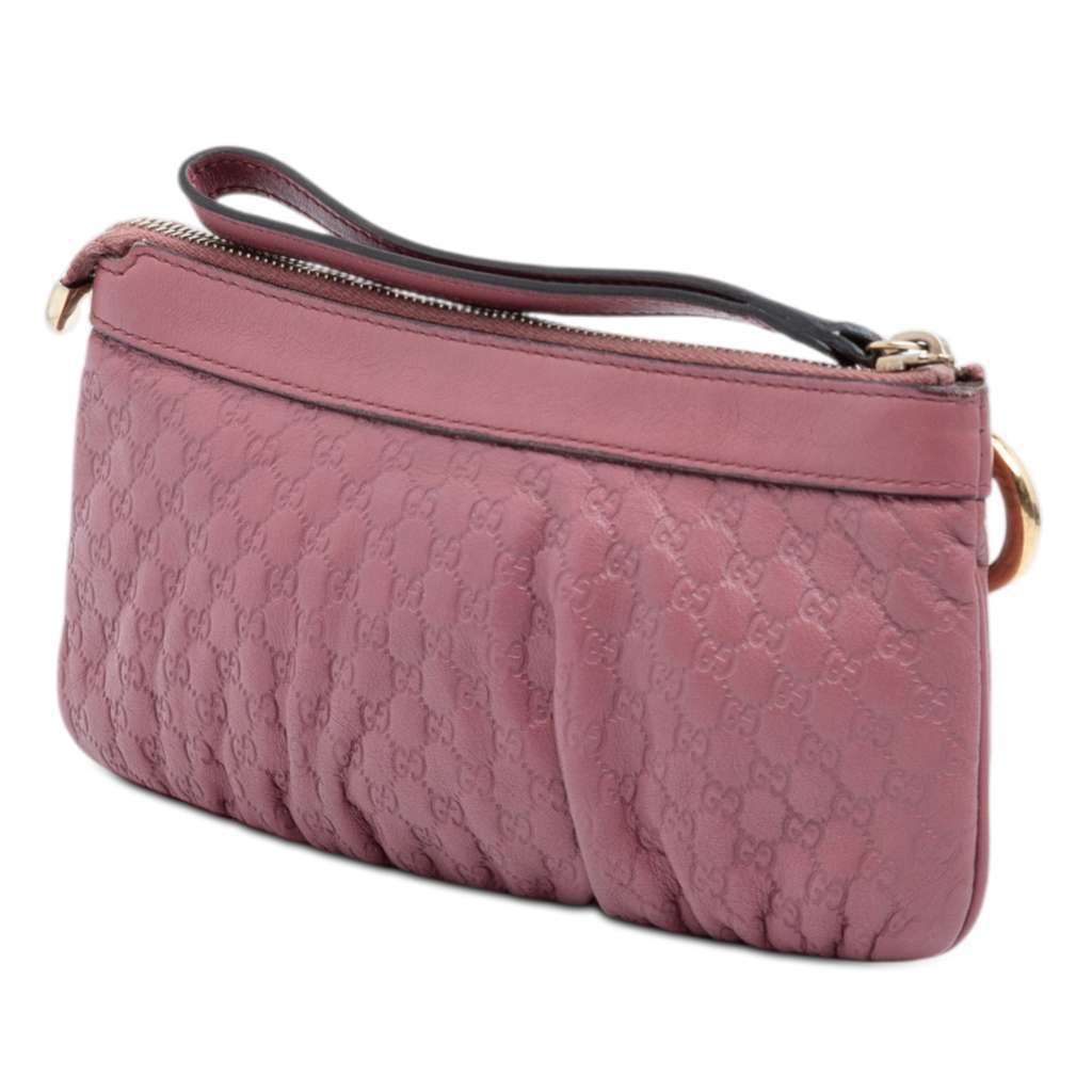 Gucci Microguccissima New Britt Wristlet Clutch Pink Leather Very good condition - Back View