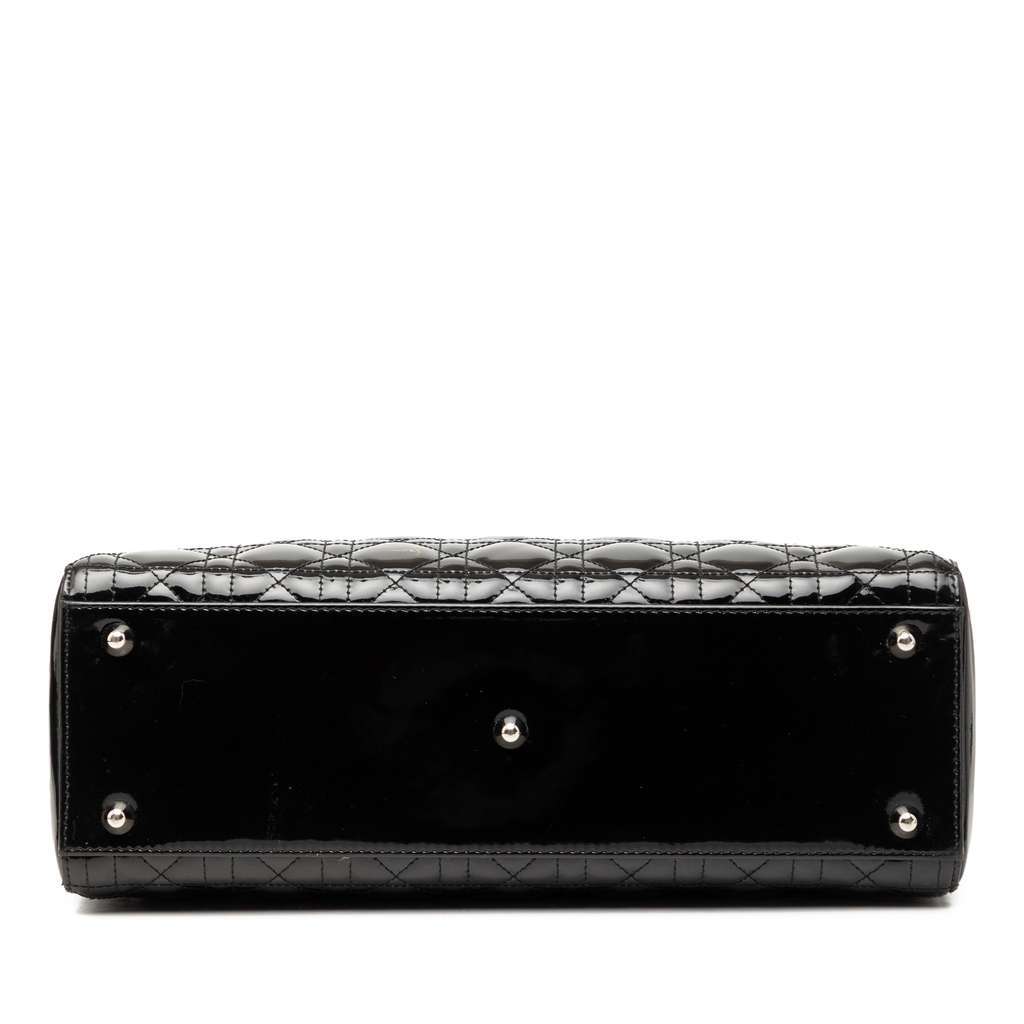 Dior Large Patent Cannage Lady Dior Black Leather Very good condition - Inside View