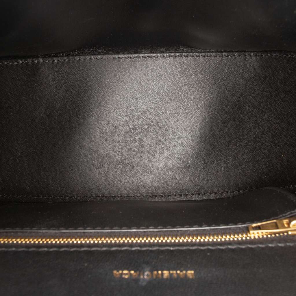 Balenciaga Small Shiny Box Calfskin Hourglass Top Handle Bag Black Leather Very good condition - Model View