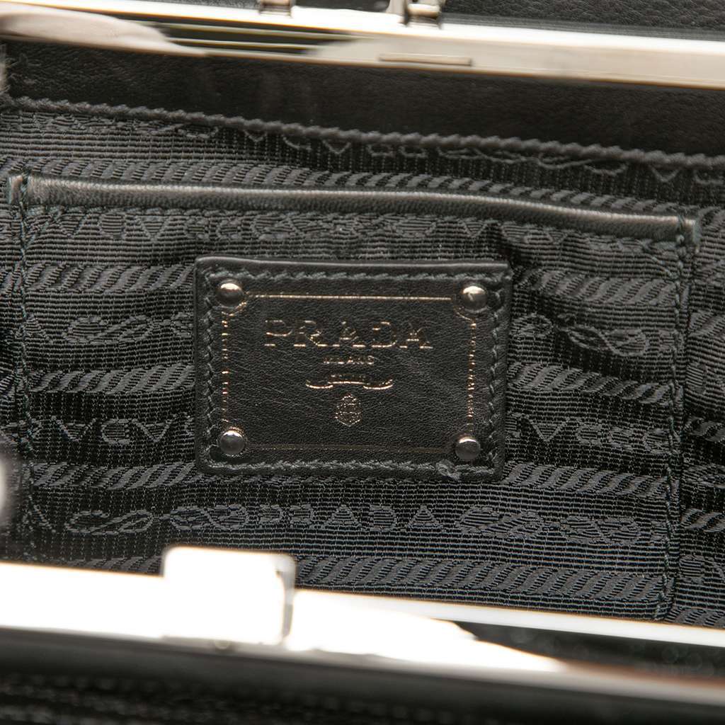 Prada Studded Leather Clasp Clutch Black Leather Very good condition - Box View