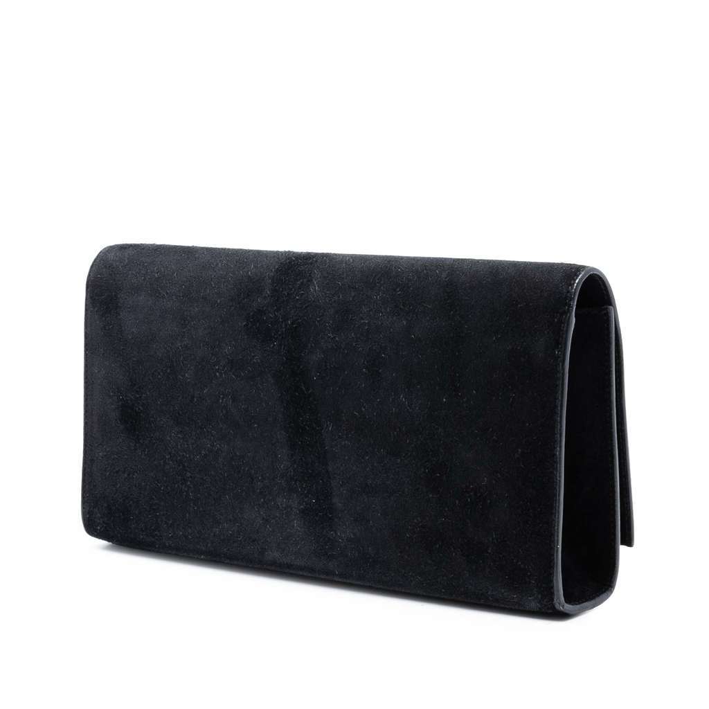 Saint Laurent Suede Monogram Kate Tassel Clutch Black Leather Very good condition - Back View
