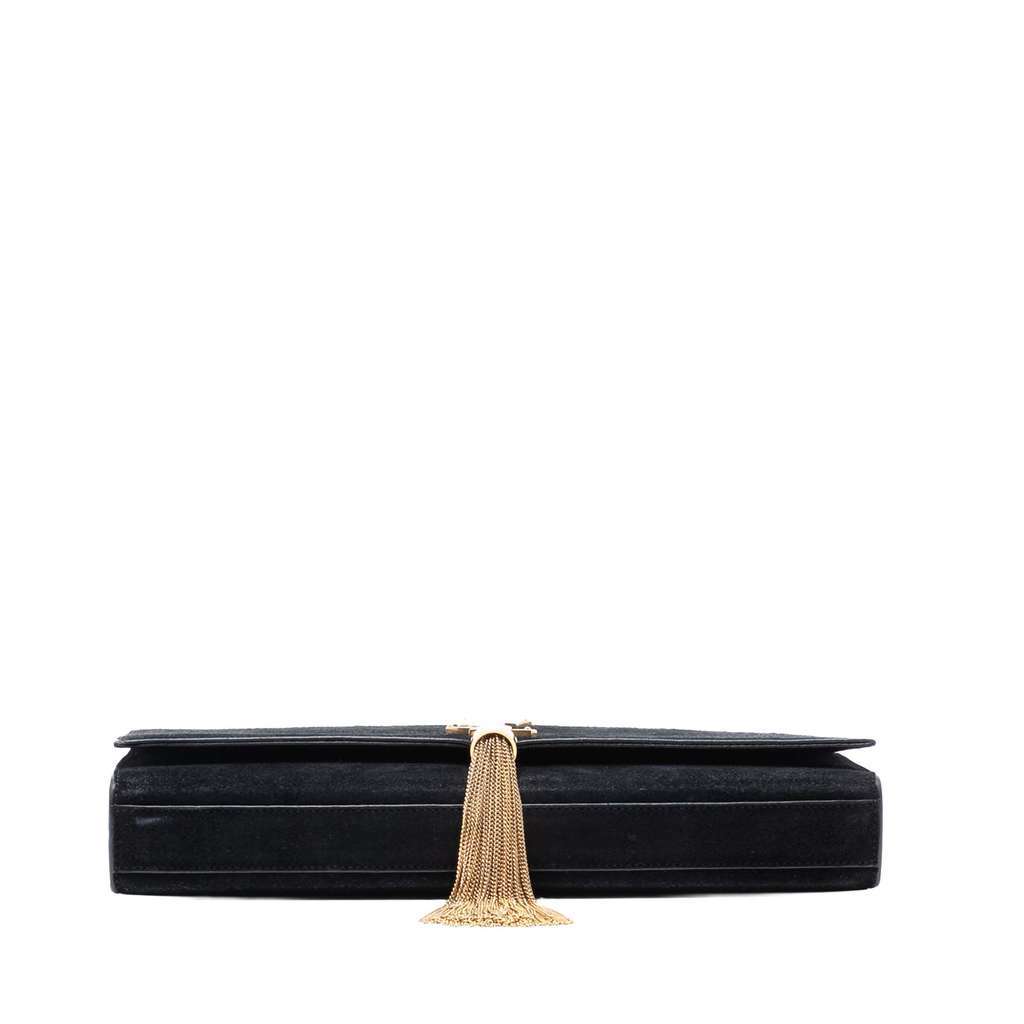 Saint Laurent Suede Monogram Kate Tassel Clutch Black Leather Very good condition - Inside View