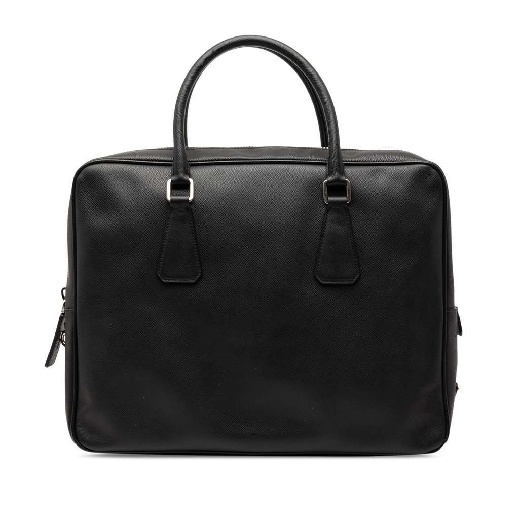 Prada Saffiano Business Bag Black Leather Very good condition - Front View