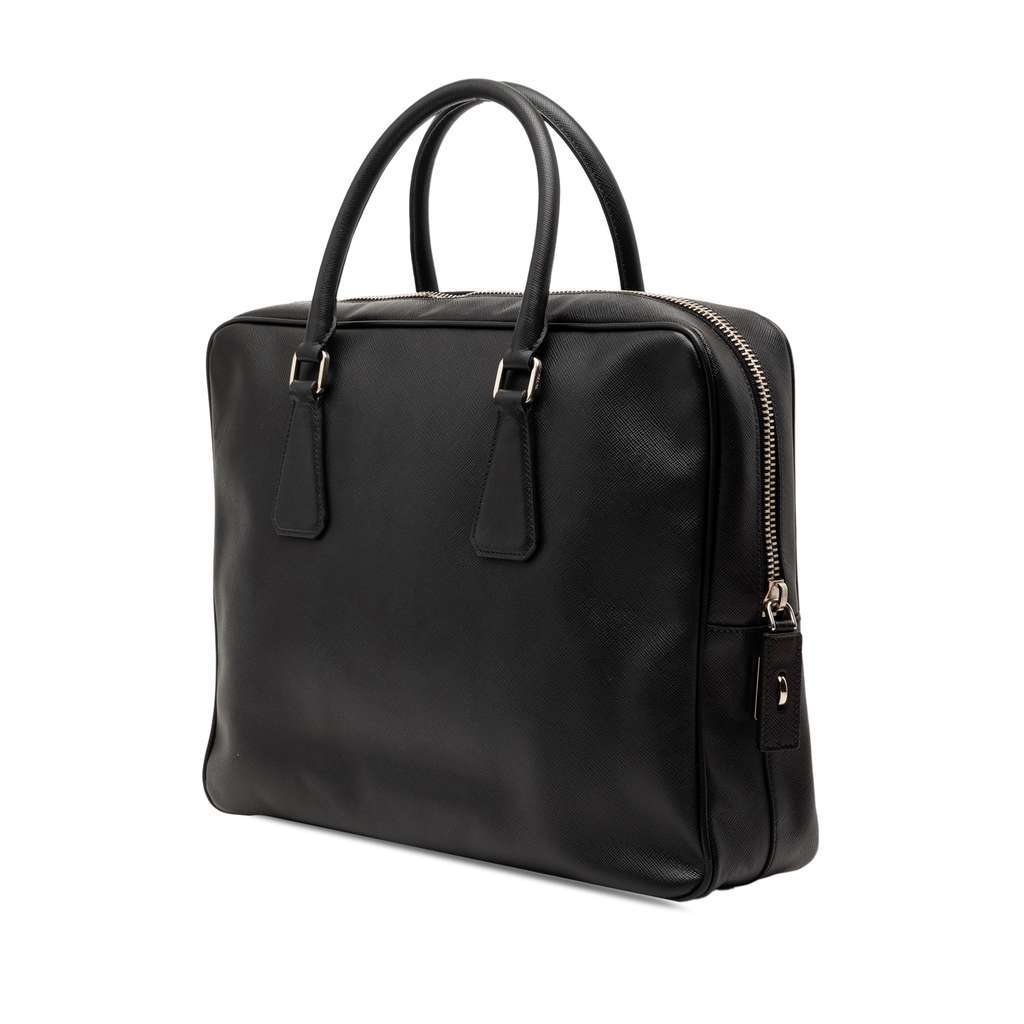 Prada Saffiano Business Bag Black Leather Very good condition - Back View