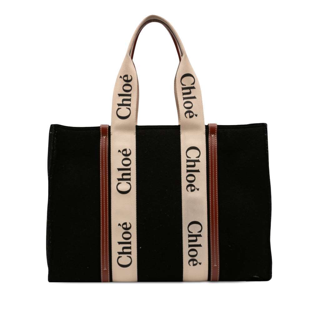 Chloé Large Wool Woody Tote Black Wool Very good condition - Front View
