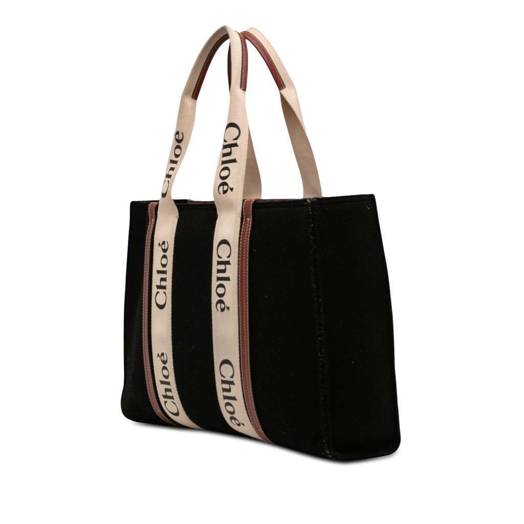 Chloé Large Wool Woody Tote Black Wool Very good condition - Back View