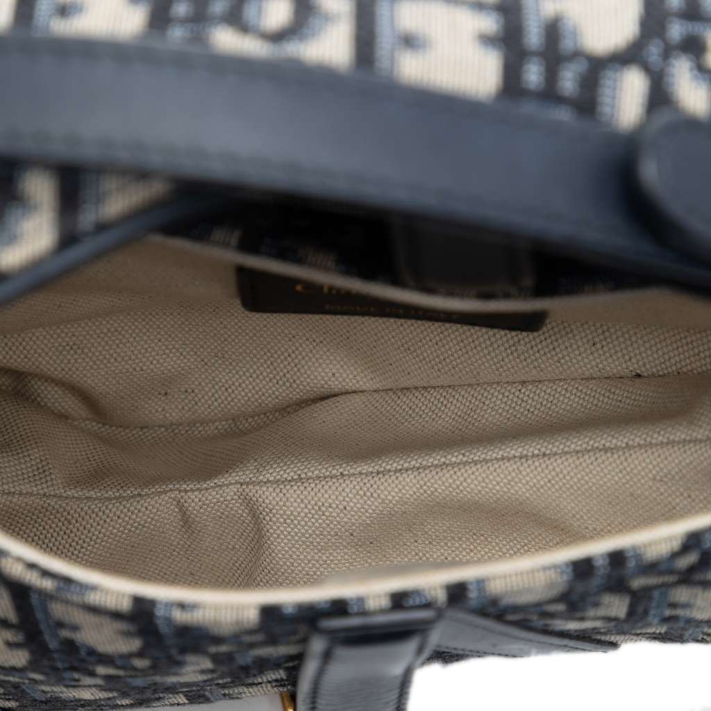 Dior Mini Oblique Canvas Saddle Bag Blue Canvas Very good condition - Model View