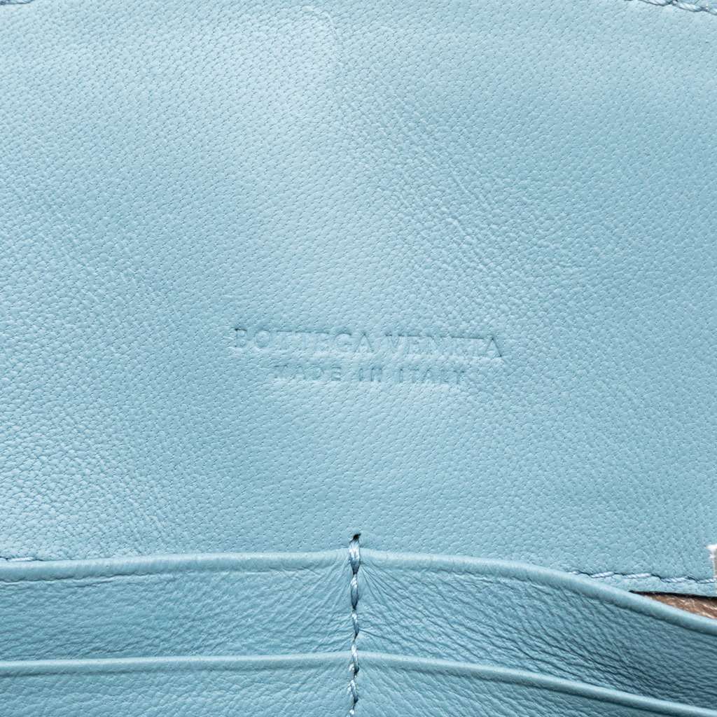 Bottega Veneta Nappa Intrecciato Chain Wallet Blue Leather Very good condition - Box View