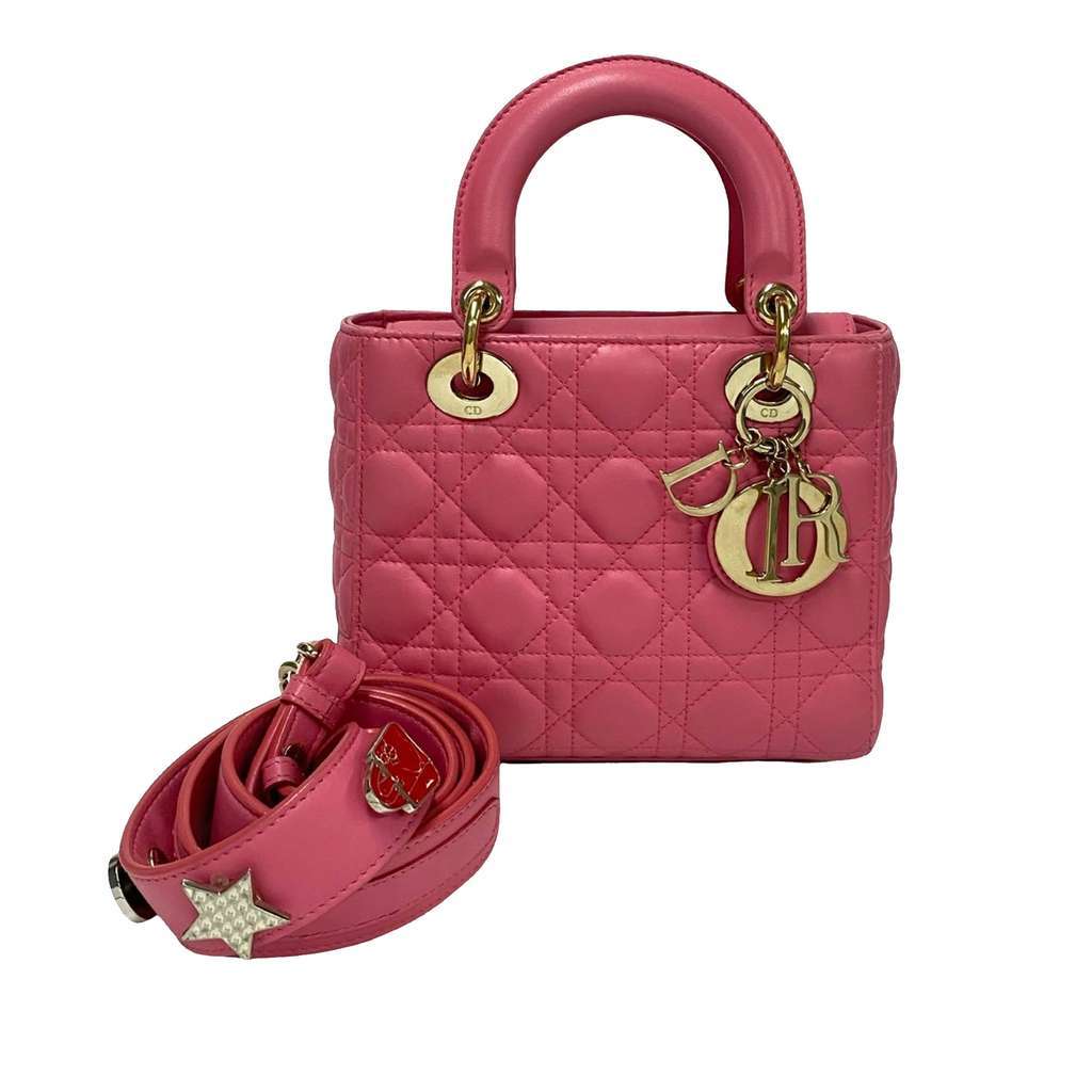Dior Small Lambskin Cannage My ABCDior Lady Dior Pink Leather Good condition - Front View
