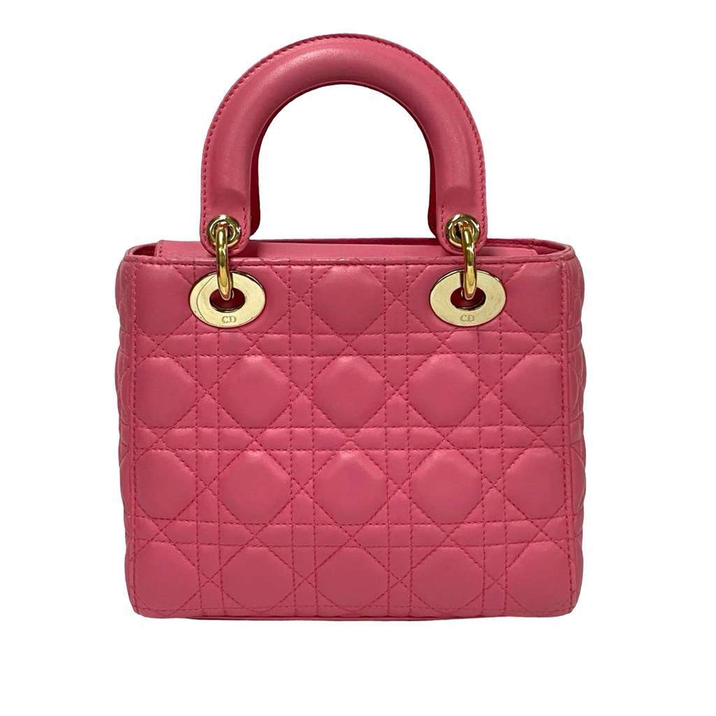 Dior Small Lambskin Cannage My ABCDior Lady Dior Pink Leather Good condition - Back View