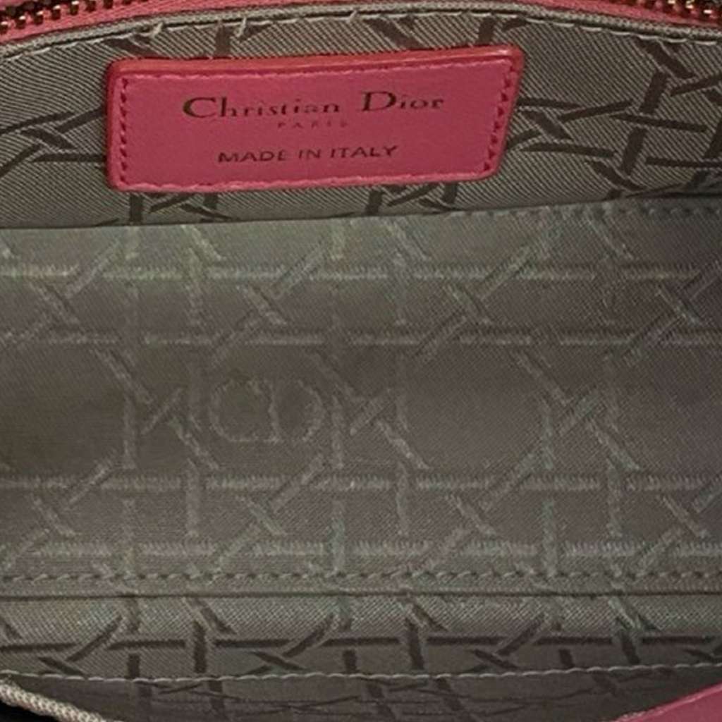 Dior Small Lambskin Cannage My ABCDior Lady Dior Pink Leather Good condition - Model View