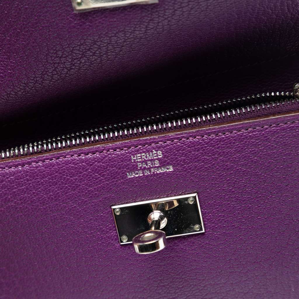 Hermès Medium Chevre Mysore Kelly Wallet Purple Leather Very good - Box View