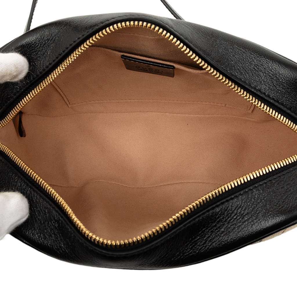 Gucci Small GG Marmont Matelasse GG Canvas and Leather Crossbody Brown Canvas Very good condition - Model View