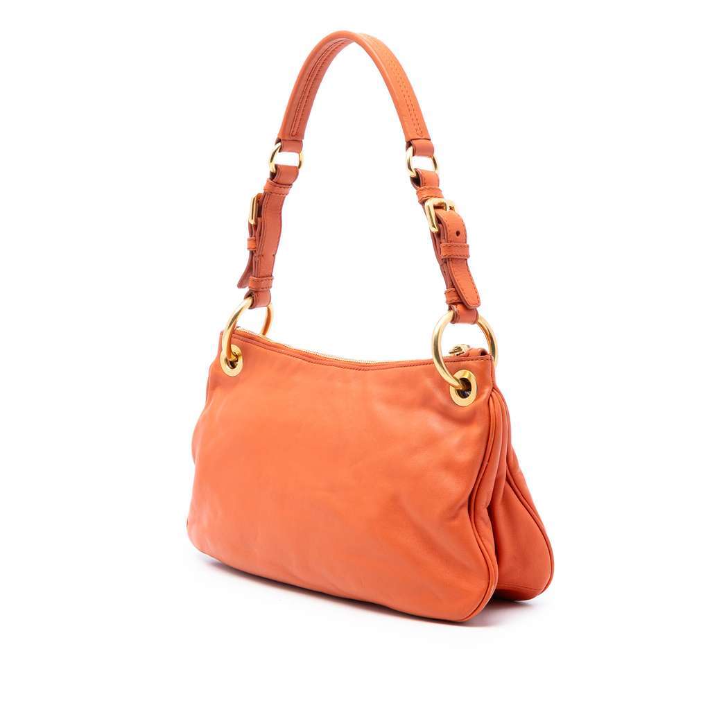 Prada Vitello Phenix Shoulder Bag Orange Leather Very good condition - Back View