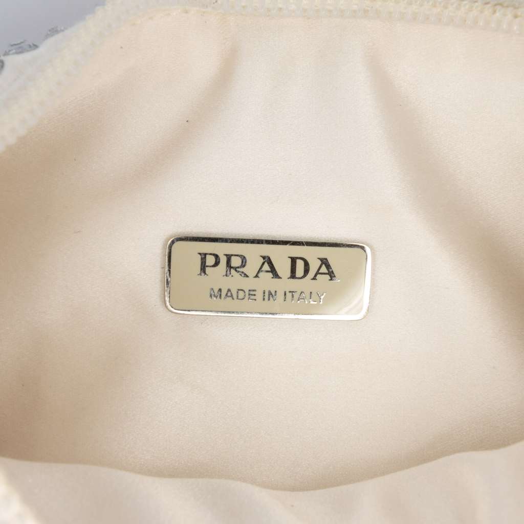 Prada Mini Satin Crystal Re-Edition 2000 Shoulder Bag White Satin Very good condition - Box View