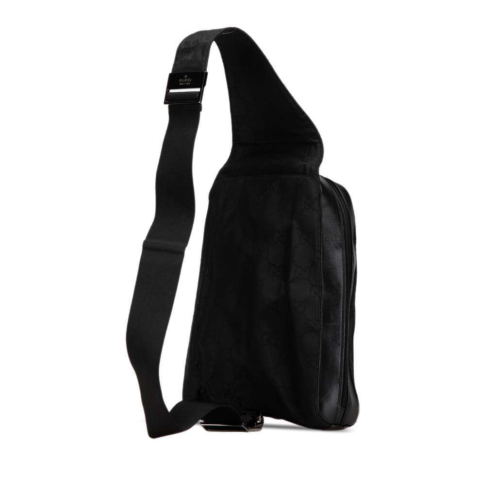 Gucci GG Nylon Sling Backpack Black Very good condition - Back View