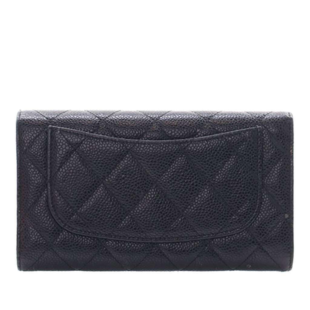 Chanel CC Caviar Classic Long Flap Wallet Black Leather Very good condition - Model View
