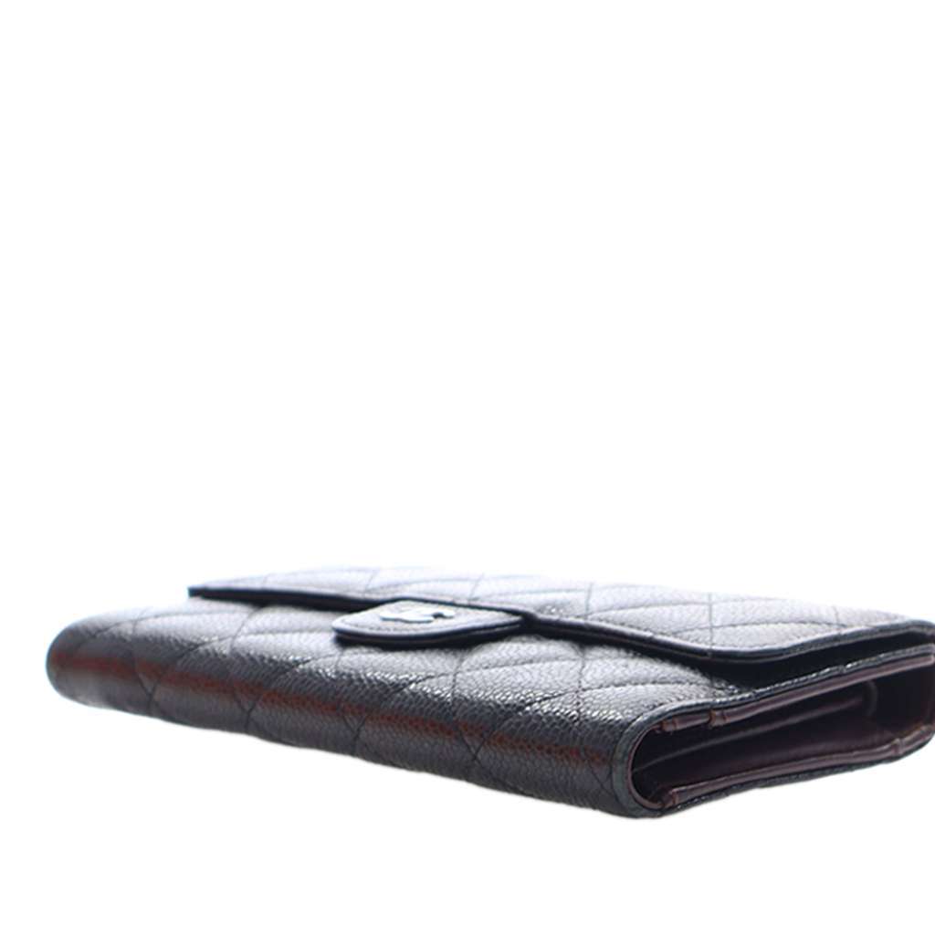 Chanel CC Caviar Classic Long Flap Wallet Black Leather Very good condition - Box View