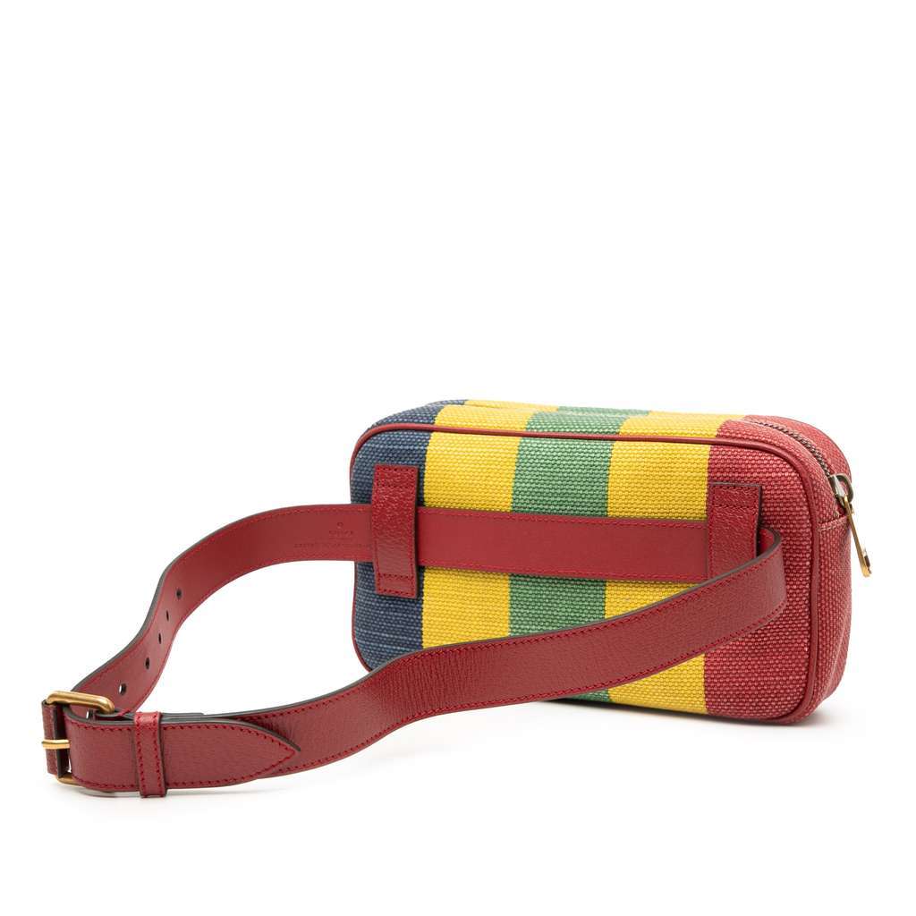 Gucci Baiadera Canvas Stripe Belt Bag Red Canvas Very good condition - Back View