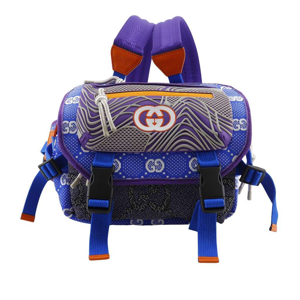 Gucci Small GG Nylon Daypack Backpack Blue Very good condition - Front View