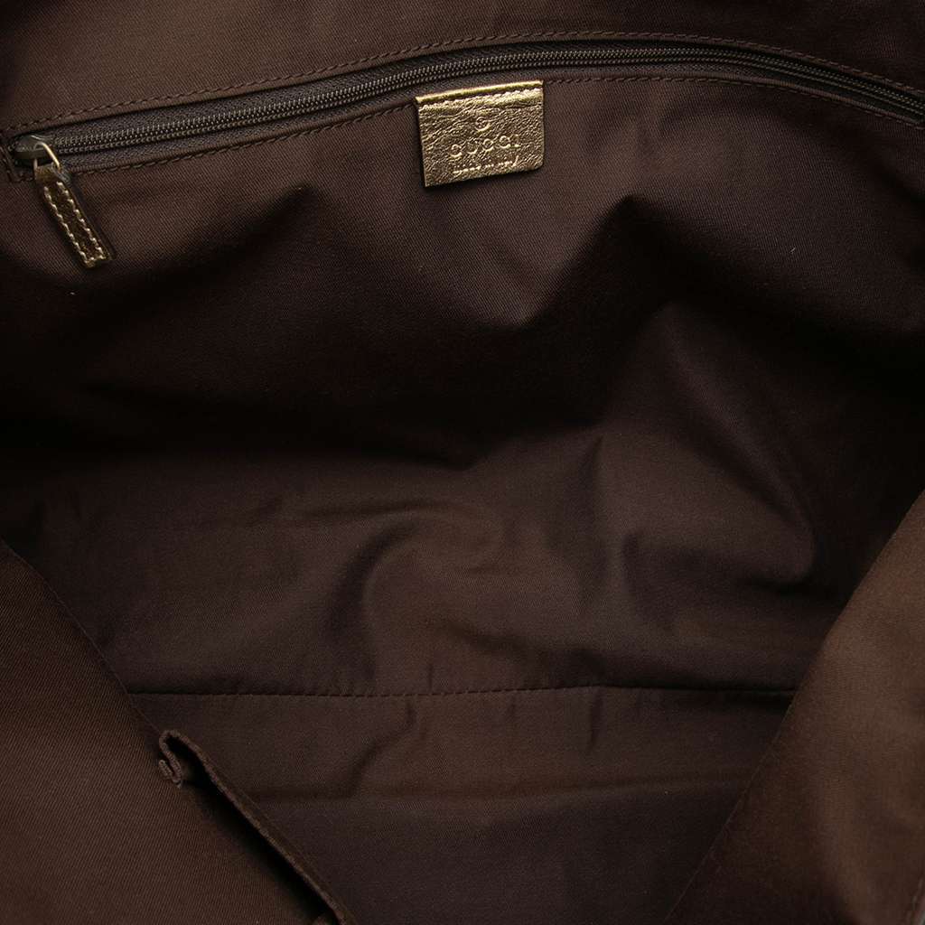 Gucci GG Satin Abbey D Ring Tote Brown Satin Very good condition - Model View
