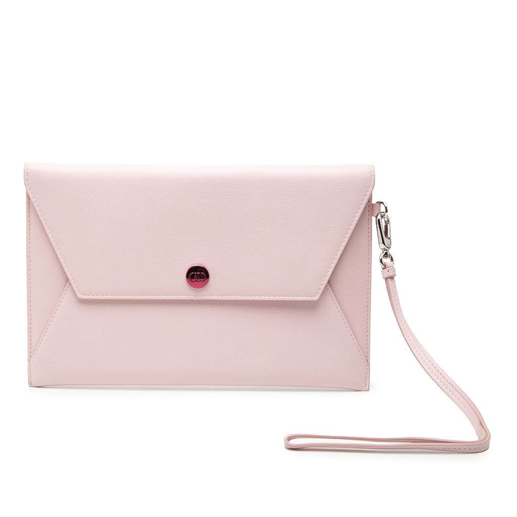 Dior Calfskin Envelope Clutch Pink Leather Very good condition - Front View