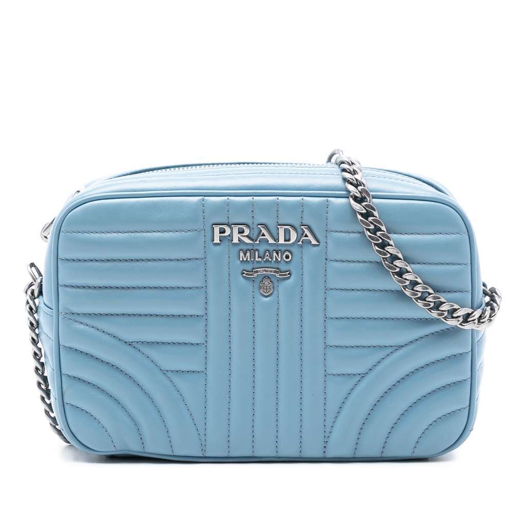Prada Soft Calfskin Diagramme Camera Bag Blue Leather Very good condition - Front View