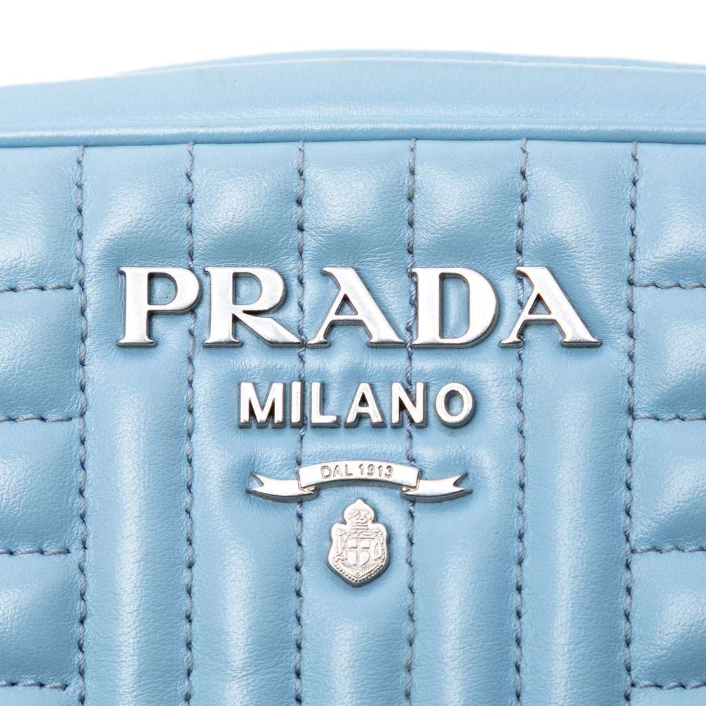 Prada Soft Calfskin Diagramme Camera Bag Blue Leather Very good condition - Box View