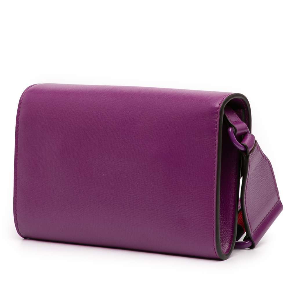 Gucci Mini Leather Horsebit 1955 Web Crossbody Purple Leather Very good condition - Back View