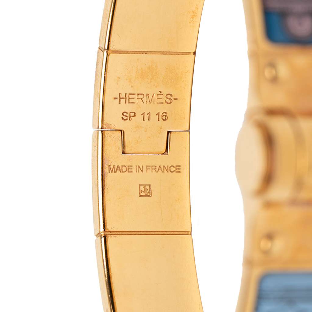 Hermès Narrow Printed Enamel Hinge Bracelet Blue Very good condition - Model View