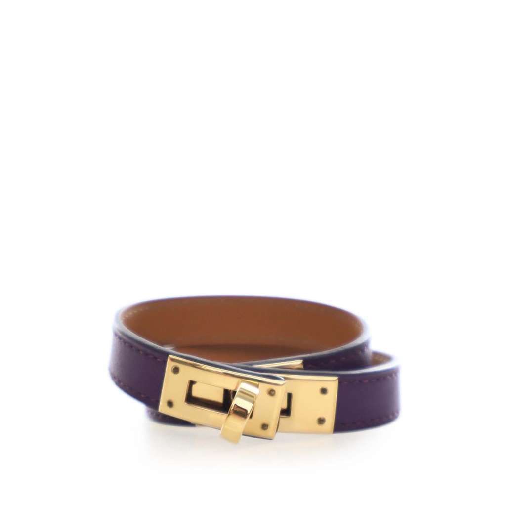 Hermès Swift Kelly Double Tour Bracelet Purple Leather Very good condition - Front View