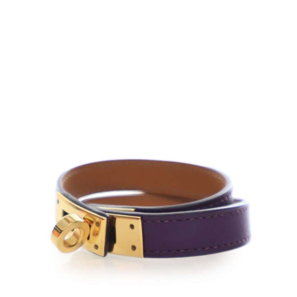 Hermès Swift Kelly Double Tour Bracelet Purple Leather Very good condition - Back View