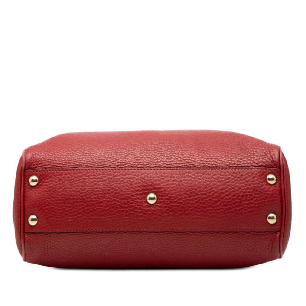 Gucci Small Calfskin Bamboo Shopper Satchel Red Leather Very good condition - Inside View