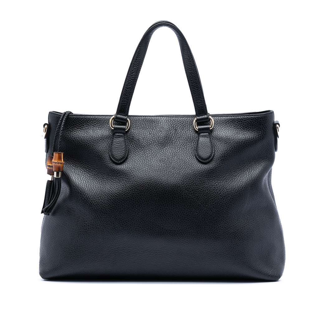 Gucci Leather Bamboo Tassel Satchel Black Leather Very good condition - Front View