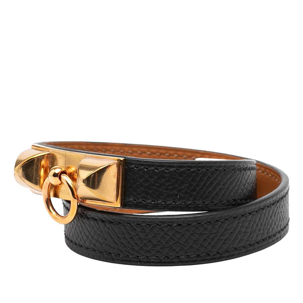 Hermès Epsom Rivale Double Tour Bracelet Black Leather Very good - Back View