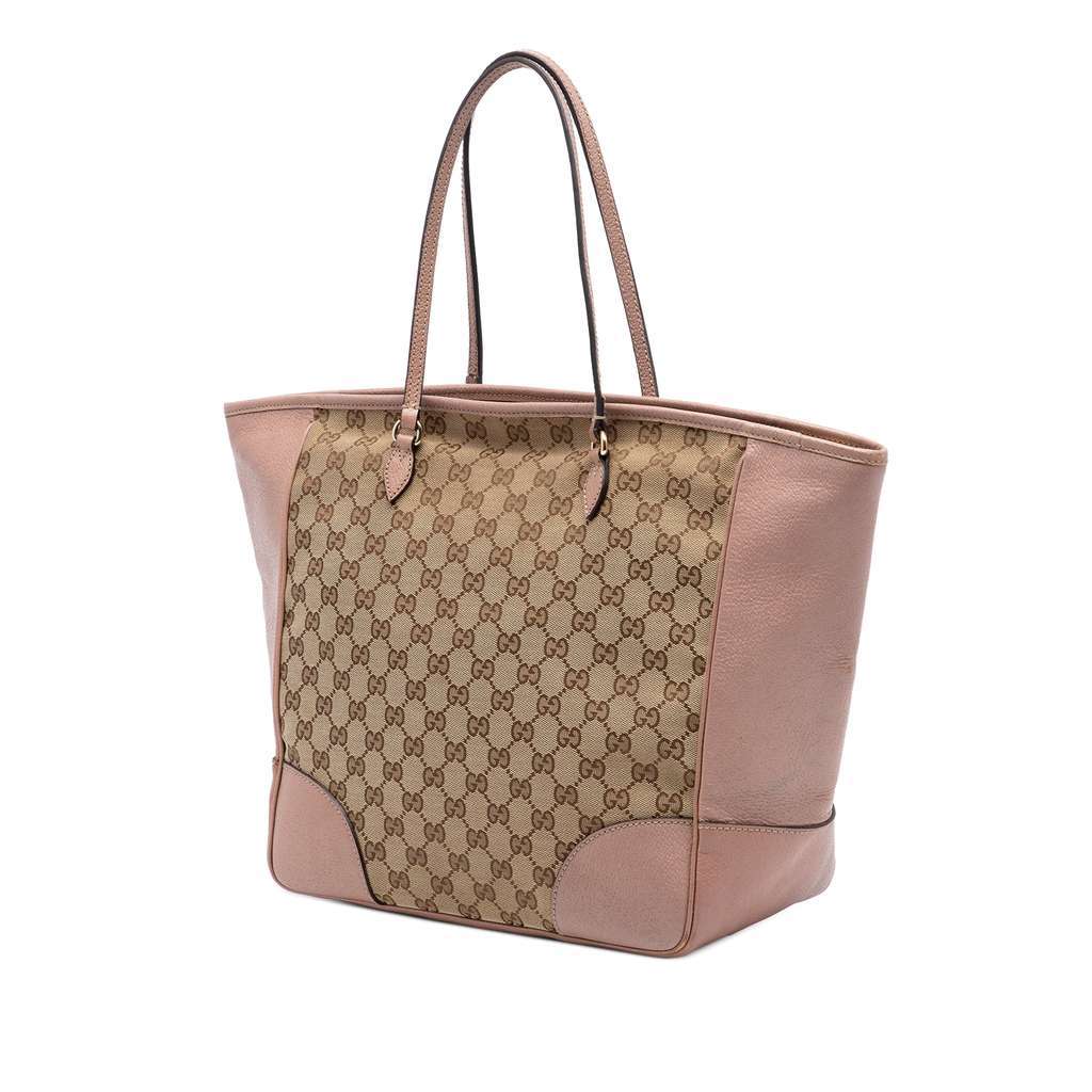 Gucci GG Canvas and Leather Bree Tote Pink Leather Very good condition - Back View