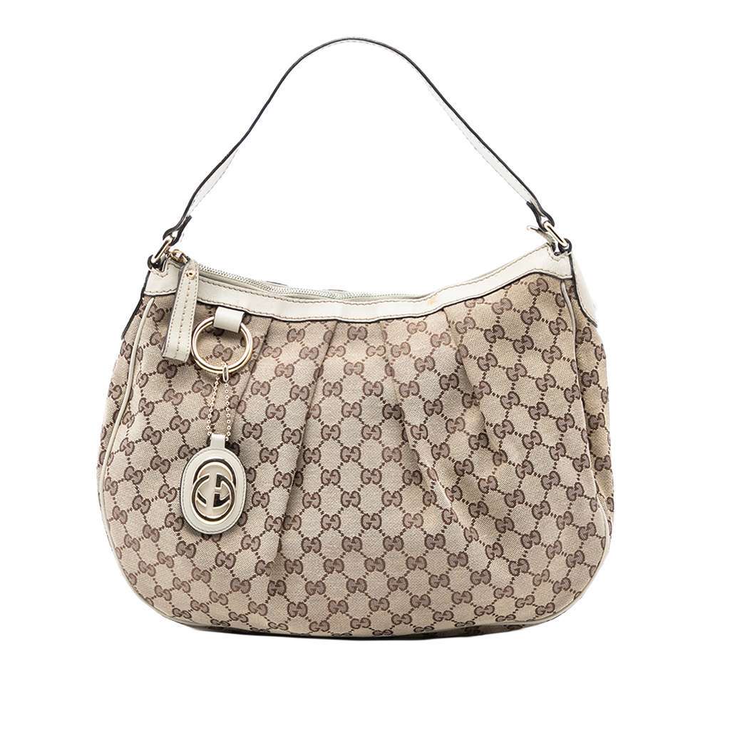 Gucci GG Canvas Sukey Shoulder Bag Beige Very good condition - Front View