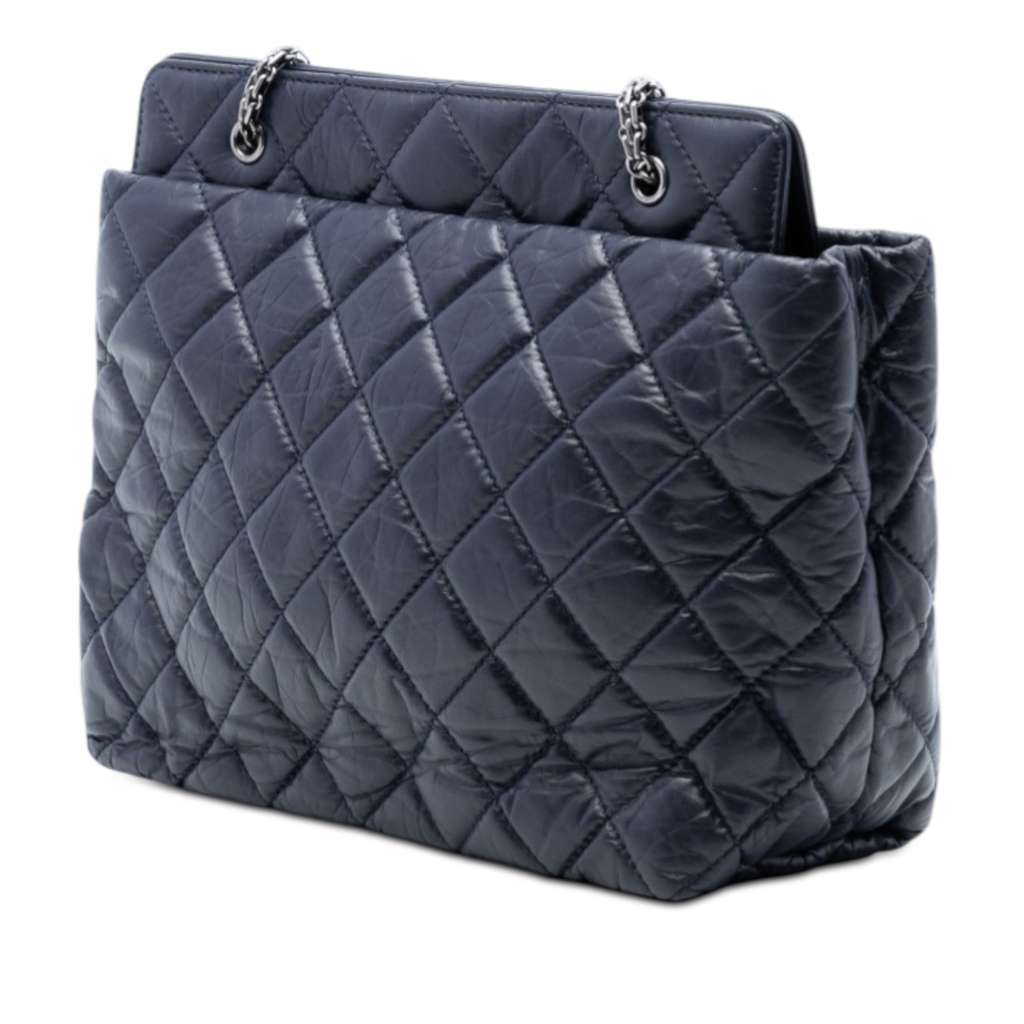 Chanel Quilted Aged Calfskin Reissue 2.55 Tote Blue Leather Very good condition - Back View