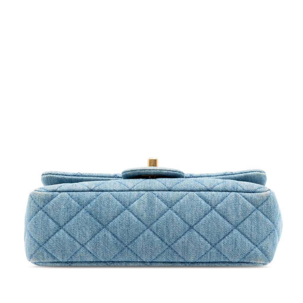 Chanel Mini Rectangular Classic Denim Pearl Crush Single Flap Blue Denim Very good condition - Inside View