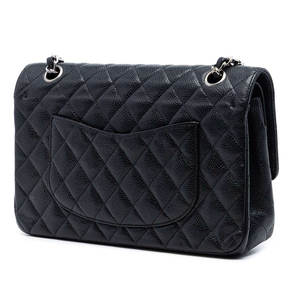 Chanel Medium Classic Caviar Double Flap Black Leather Very good condition - Back View
