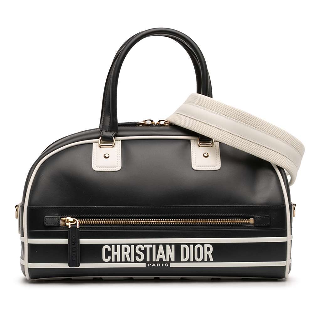 Dior Medium Leather Dior Vibe Zip Bowling Bag Black Leather Very good condition - Front View
