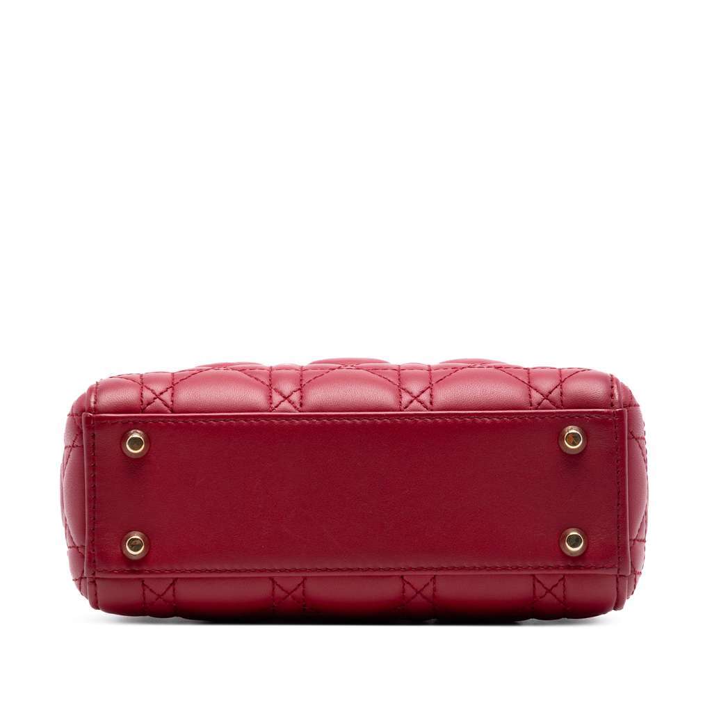 Dior Mini Lambskin Cannage Lady Dior Red Leather Very good condition - Inside View