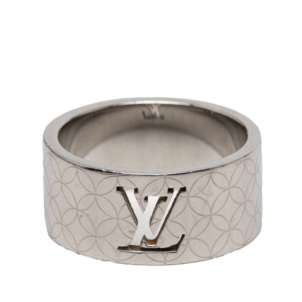 Louis Vuitton Stainless Steel LV Champs Elysees Ring L Silver Stainless steel Very good condition - Front View