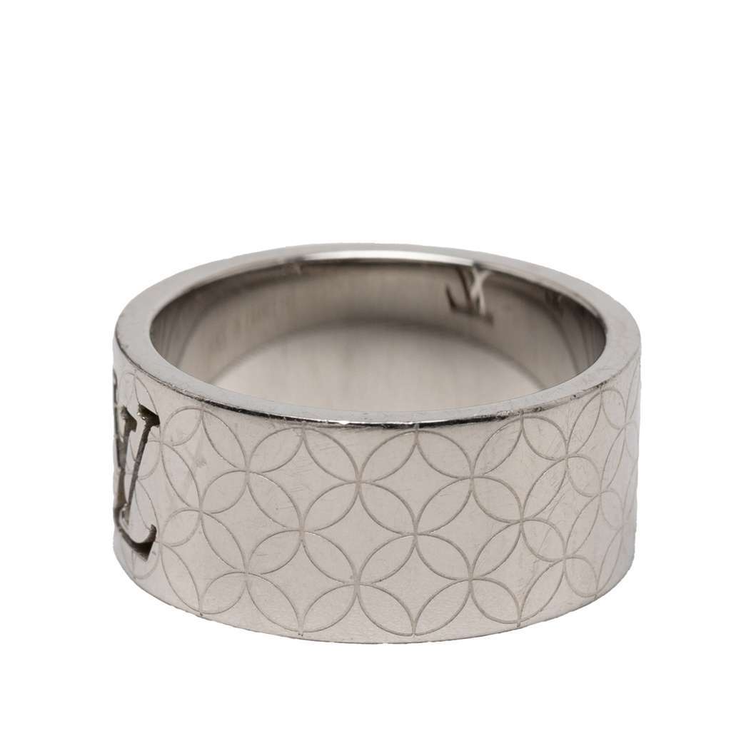 Louis Vuitton Stainless Steel LV Champs Elysees Ring L Silver Stainless steel Very good condition - Back View