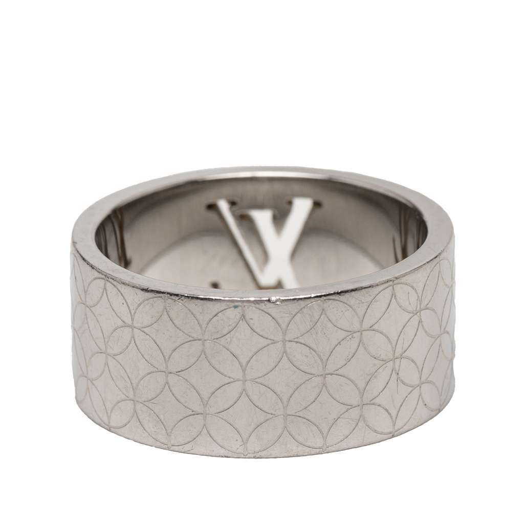 Louis Vuitton Stainless Steel LV Champs Elysees Ring L Silver Stainless steel Very good condition - Inside View