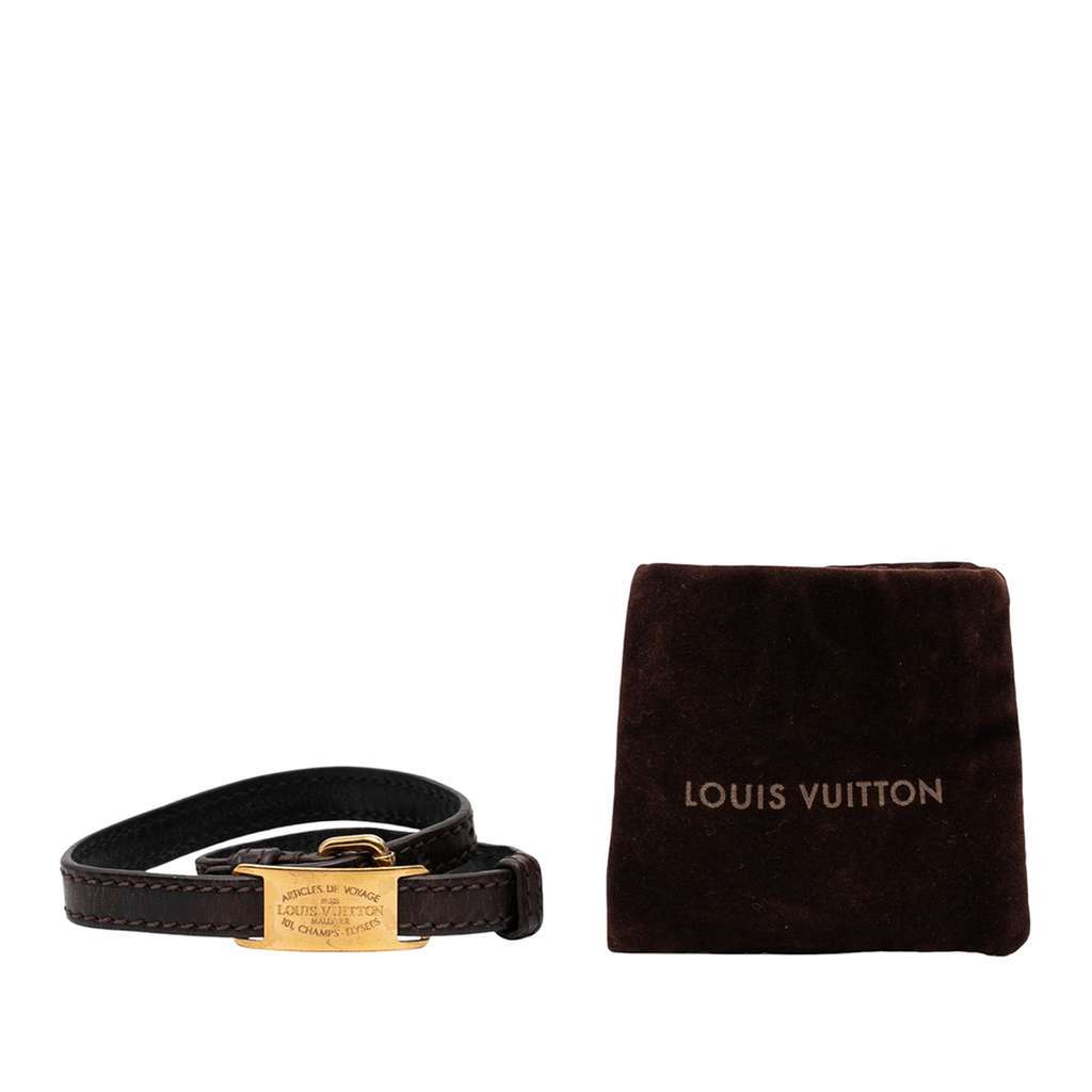 Louis Vuitton Leather Articles de Voyage Sign It Bracelet Brown Leather Very good condition - Box View