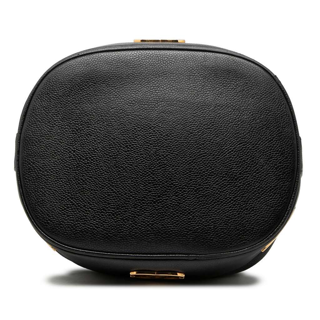 Chanel Caviar Triple CC Drawstring Bucket Bag Black Leather Very good condition - Inside View