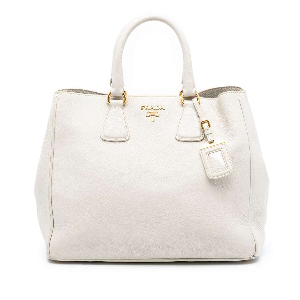 Prada Vitello Daino Open Convertible Tote White Leather Very good condition - Front View